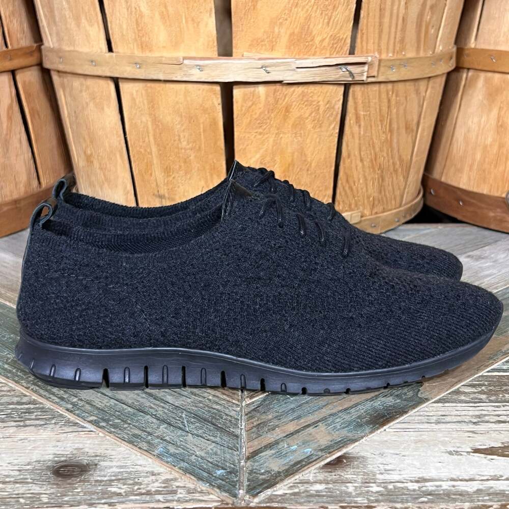 Cole Haan ZeroGrand Sitchlite Dark Grey Mono Wool Knit Lace-Up Oxfords Women 9.5